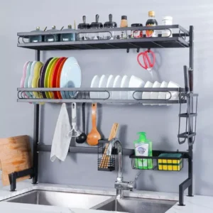 Two Layer Sink Top Dish Drying Kitchen Rack (85cm)